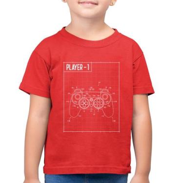 Imagem de Camiseta Algodão Infantil Player 1 Controle Joystick - Foca na Moda, V
