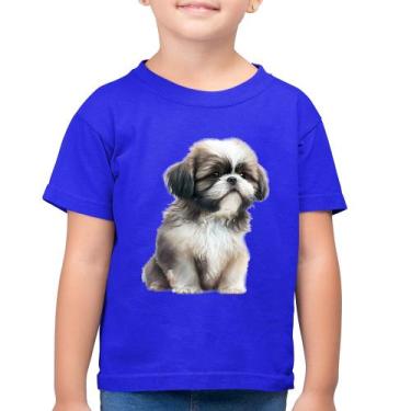 Imagem de Camiseta Algodão Infantil Cachorro Shih Tzu Filhote - Foca na Moda, Az