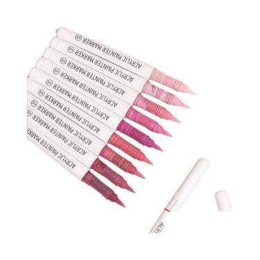 Imagem de Conjunto De Canetas Marcadoras Acrílicas Multicoloridas 9 Cores Ponta 