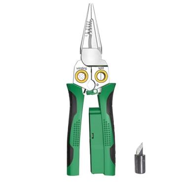 Imagem de Alicate de Descoupage Fio Aço Inoxidável 8 em 1 Ferramenta Multifuncional para Eletricista com Teste Elétrico Dispositivo Prensagem Elétrica Super Fácil Operar Corte e Fixação Fios