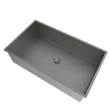 Imagem de Cuba Pia de Cozinha Inox Escovado, Cuba Única Grande, 70cm x 40cm, com Torneira Flexível