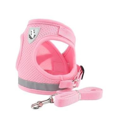 Imagem de Peitoral + Guia para Cachorro Coleira Para Caes Gatos Colete Regulavel Super Confortavel Pet(Modelo 1 - Colete Rosa,GG (XL))