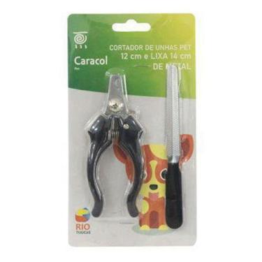 Imagem de Kit Alicate Corte De Unhas Caes Gato 12 cm C/ Lixa Cor Preto - Caracol