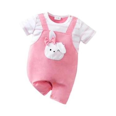 Imagem de Macacão De Bebê Com Estampa De Coelho Em Estilo Cartoon, Macio E De Ve