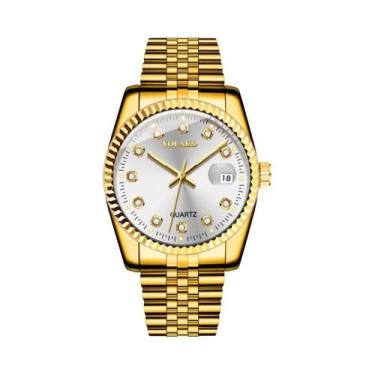 Imagem de Relógio De Quartzo Com Diamantes Dourados Para Mulheres, Conjunto De M