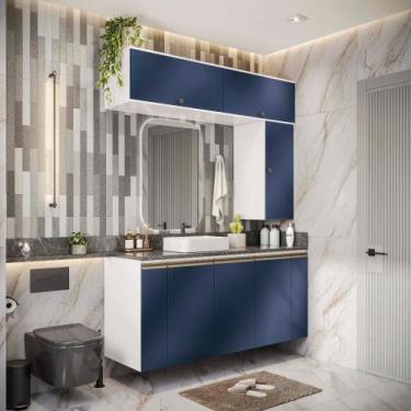 Imagem de Conjunto para Banheiro Kappesberg Celeste 7 Peças Branco/Azul 160cm