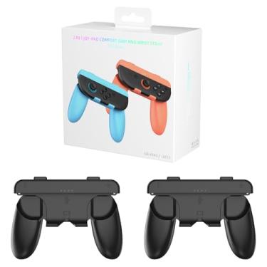 Imagem de kaiplayhorizon Hand Grip with Wrist Strap for Switch 2 2025 Detachable Game Handle Grips for Joycons 2Packs Black