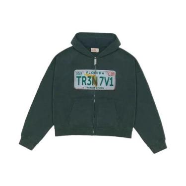 Imagem de Moletom Masculino Retro Com Estampa, Capuz E Zíper, Estilo Streetwear 