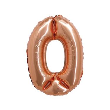 Imagem de BALAO METALIZADO C/CANUDO 16" ROSE GOLD NUMERO 0