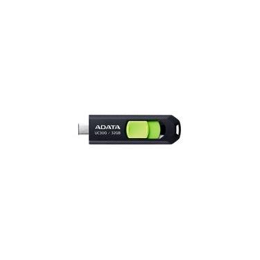 Imagem de Pen Drive 32GB ADATA UC300, USB 3.2, OTG, Dual Conector, Retrátil, Preto e Verde - ACHO-UC300-32G-RBK/GN