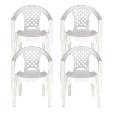 Imagem de Kit 4 Cadeiras Tramontina Iguape com Braços em Polipropileno Empilháve