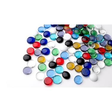 Imagem de Foncomy Mármores de vidro plano de cores mistas, pedras preciosas de 400 g, pedras de vidro decorativas para vasos, dispersão de mesa, artesanato, floral, pedras Mancala, peças centrais, rochas de