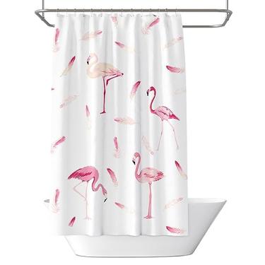 Imagem de Cortina de chuveiro com estampa flamingo conjunto de cortina de chuveiro à prova d'água grossa cortina de chuveiro hotel apartamento cortina de chuveiro (L120 x A 180 cm)