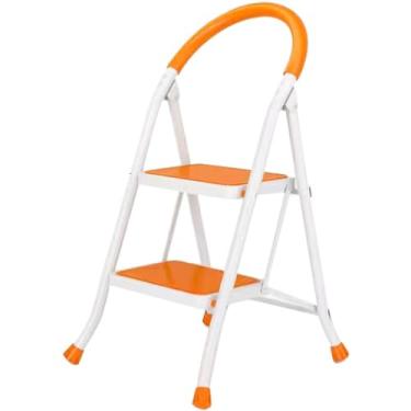 Imagem de Cadeira de escada dobrável, cadeira dobrável para biblioteca, banco ergonômico com encosto, rack de armazenamento doméstico de 2/3 camadas, cadeira de escada dobrável portátil, pegada pequena (cor