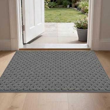 Imagem de BEQHAUSE Tapete de porta antisujeira antiderrapante tapetes de entrada resistentes a manchas capachos absorventes para cães com aparência de tecido lavável capacho de boas-vindas para porta da frente