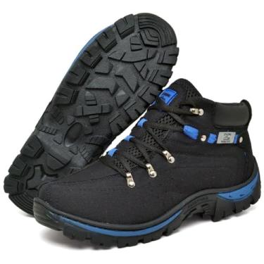 Imagem de Bota Adventure Masculina Preta, Lona Reforçada, Solado Tratorado, Coturno Unissex para Trabalho e Trilhas