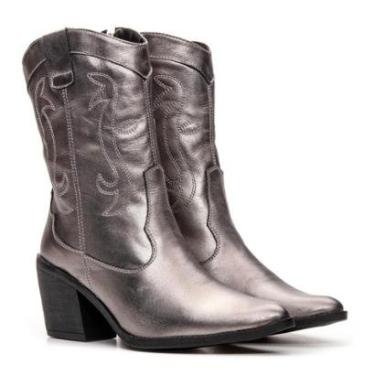 Imagem de Botas Femininas Texanas Cano Médio Couro-Feminino