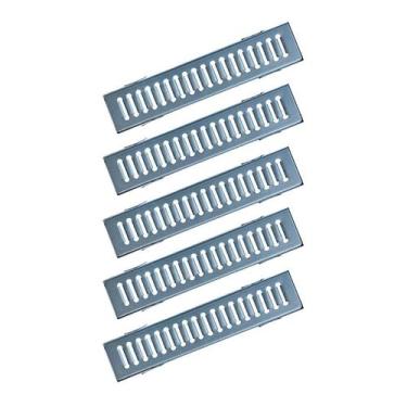 Imagem de Kit 5 Ralo Grelha Linear e Caixilho Aço Galvanizado 10x50cm - Ouro Min