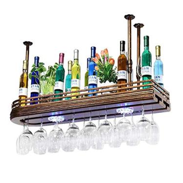 Imagem de Prateleira para garrafa de vinho Suporte de parede de metal Suporte vintage Suporte de vinho rústico para refrigerador de vinho armazenamento de parede 60 * 27 cm ()