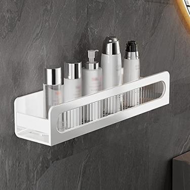 Imagem de Suporte de chuveiro acessórios de banheiro, rack de chuveiro sem perfuração, prateleiras de chuveiro internas montadas na parede para banheiro (tamanho: branco com haste 30 cm) ()