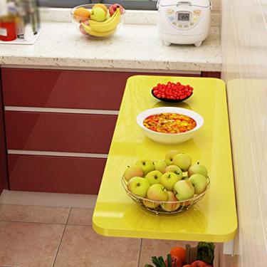 Imagem de Mesa dobrável montada na parede, mesa de estudo flutuante de madeira, para bancada de trabalho, mesa de jantar, cozinha, lavanderia, mesa de computador, 3 cores, vários tamanhos, com suporte e