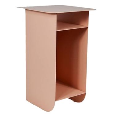 Imagem de Mesa de cabeceira de armazenamento aberta de aço carbono para espaços pequenos, mesa de canto estreita, prateleira de estudo, prateleira de cabeceira