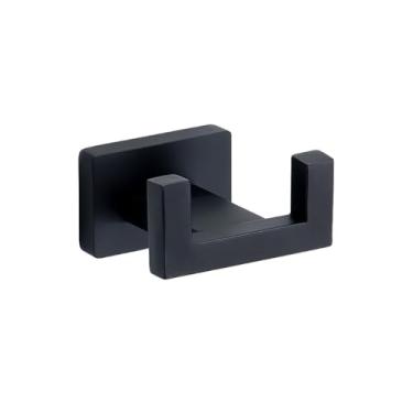 Imagem de Conjunto de acessórios de banheiro preto dourado prata aço inoxidável suporte de toalha suporte de papel rolo anel de toalha gancho de roupão acessórios de banheiro, gancho preto (gancho preto)