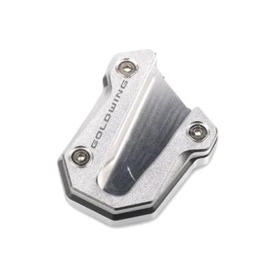 Imagem de Anti-derrapante Para goldwing 1800 gl gl1800 2018-2023 cnc kickstand pé suporte lateral extensão almofada placa de ampliar(Silver)