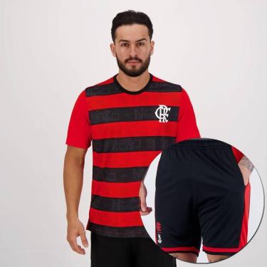 Imagem de Conjunto Camisa e Bermuda Flamengo Vermelha e Preta-Masculino