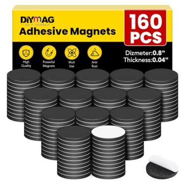 Imagem de DIYMAG 160 peças de pontos magnéticos com autoadesivo, ímãs redondos, fita magnética flexível, folhas magnéticas com adesivo para artesanato, fotos e armazenamento de matrizes fácil de remover e colar