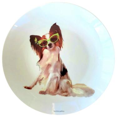Imagem de Prato De Porcelana Cachorro Papillon – Juju And Butterfly (24cm)