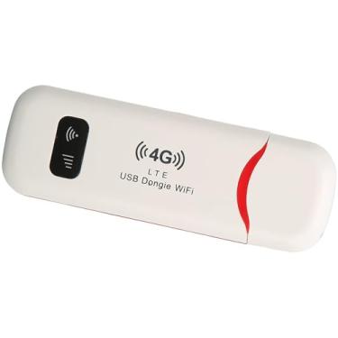 Imagem de Roteador 4G LTE WiFi Portátil, 300 Mbps, Modem USB com Hotspot Móvel, Slot para Cartão SIM, Branco, para Viagens e Uso Externo
