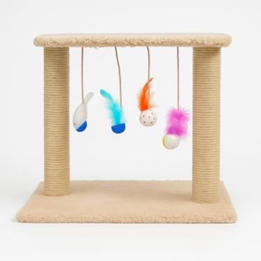 Imagem de Arranhador Interativo para Gatos – Brinquedos com Poste Simples(Bege)