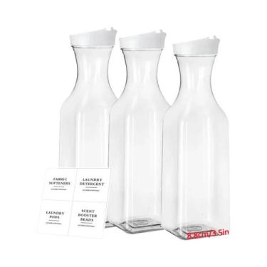 Imagem de Conjunto De 3 Frascos Recarregáveis Para Detergente E Amaciante Com Et