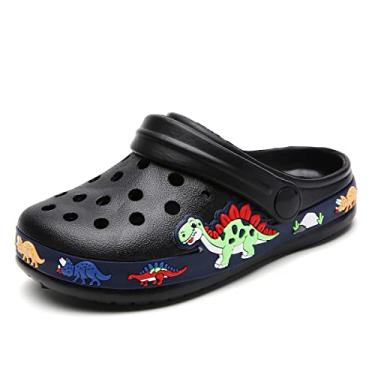 Imagem de YUKTOPA Sandálias para meninos e meninas, sandálias de desenho animado para crianças pequenas, sapatos de jardim, leves, praia, piscina, chuveiro, Preto, 13 Little Kid