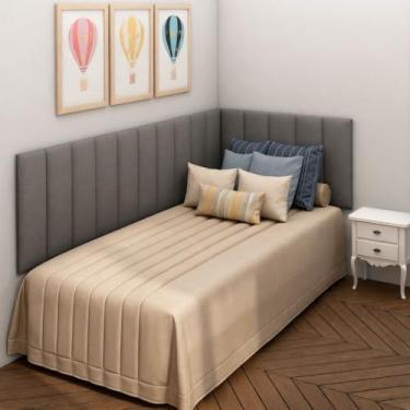 Imagem de Kit 15 Cabeceira Modular Estofada em L 45x20cm para Cama Box Casal Queen King Luxo(15,GRAFITE)