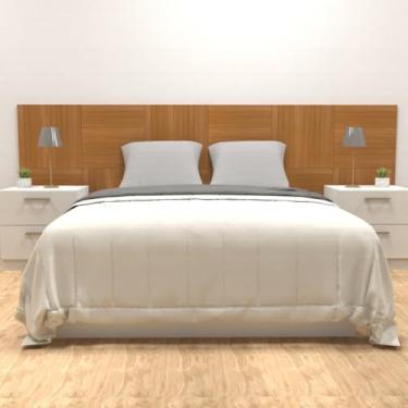 Imagem de Cabeceira Modular em MDF Texturizado para Quarto 315x120cm | Cabeceira para Cama Box Casal Queen King | Painel Decorativo Moderno(Freijó)
