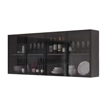Imagem de Armário de cozinha multicamadas independente e armário de parede com portas de vidro - organizador versátil de armazenamento de banheiro e lavanderia, aparador elegante de despensa para espaços de