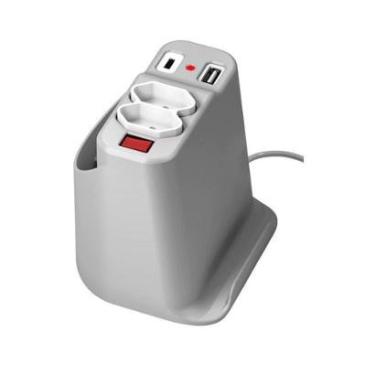 Imagem de Extensão Elétrica de Mesa OCTOO, com 2 Tomadas, USB e USB-C, Apoio para Celular , 10071-Unissex