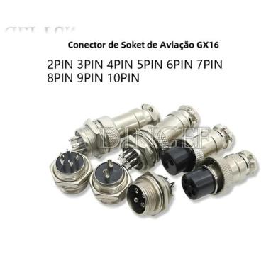 Imagem de Conjunto De Conectores Elétricos GX16 Tipo Porca, Macho E Fêmea, De 2 