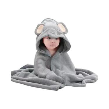 Imagem de Roupão De Banho Infantil Em Fleece Coral Com Capuz Para Meninos E Meni