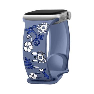 Imagem de Pulseira De Silicone Gravada Para Apple Watch 42mm 40mm 44mm Compatíve