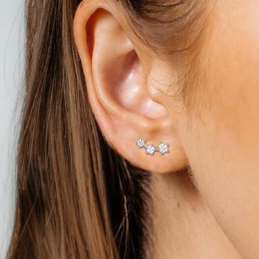 Imagem de Brincos de costas planas para mulheres, brincos com costas planas, banhado a ouro 14 K, brincos de zircônia cúbica com costas planas, standard, Aço inoxidável, Sem pedra preciosa