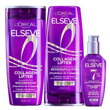 Imagem de Kit Elseve Collagen Lifter: Shampoo Encorpador, Condicionador Redensifica 400ml e Leave-In Injeção de Massa
