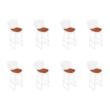 Imagem de Kit 8 Banquetas Bistrô Bertoia Branca D70 Com Assento Cobre