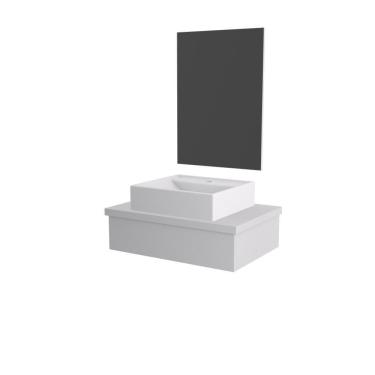 Imagem de Conjunto Bancada C-cuba Q39 E Espelheira Metrópole 601 Perffect Acetinado Branco Chess