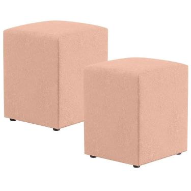 Imagem de Kit 02 Puffs Quadrado L02 Linho Rosê