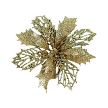 Imagem de Pingente De Flor Artificial Com Glitter Para Árvore De Natal 11cm 510 