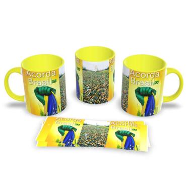 Imagem de Caneca de Porcelana "Acorda Brasil" - O Café do Patriota