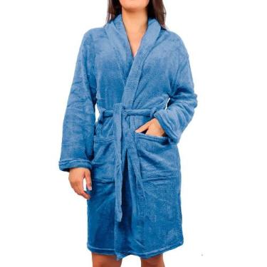 Imagem de Roupão Kimono Felpudo Unisex Microfibra Macio Pós Banho - Camesa, Azul